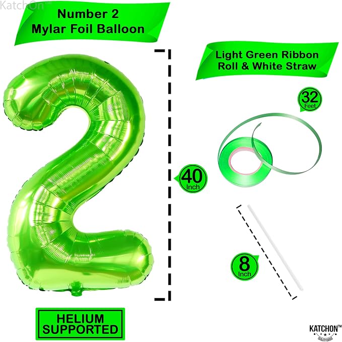 KatchOn Light Green 2 Balloon Number 40 Inch | Green Number 2 Balloon - Image 4