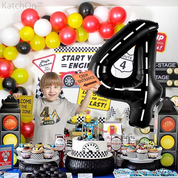 KatchOn Construction 4 Balloon 40 Inch, 4 Birthday Decorations | Construction - Image 2