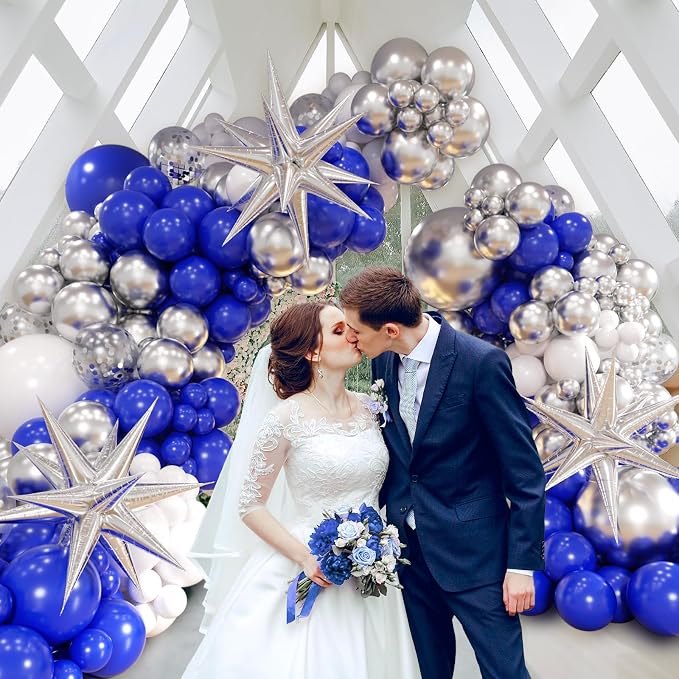 FOTIOMRG 131pcs Royal Blue and Silver Balloon Arch Garland Kit | Royal Blue - Image 6