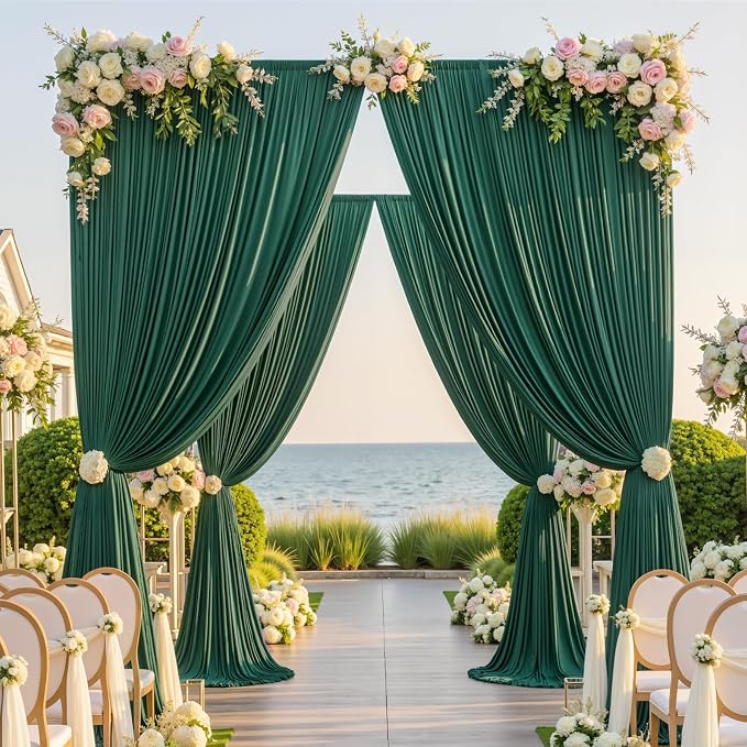 10×12ft Wrinkle Free Hunter Green Backdrop Curtain - Image 3