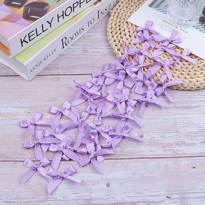 Purple Mini Bows 1.57" 100PCS Small Satin Ribbon Bows - Image 5