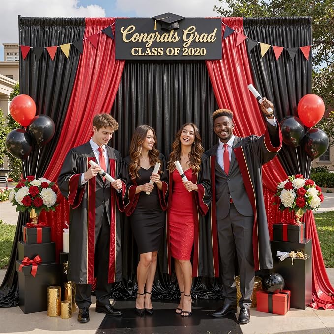 20ft x 10ft Red Black Sequin Backdrop Curtain - Image 3