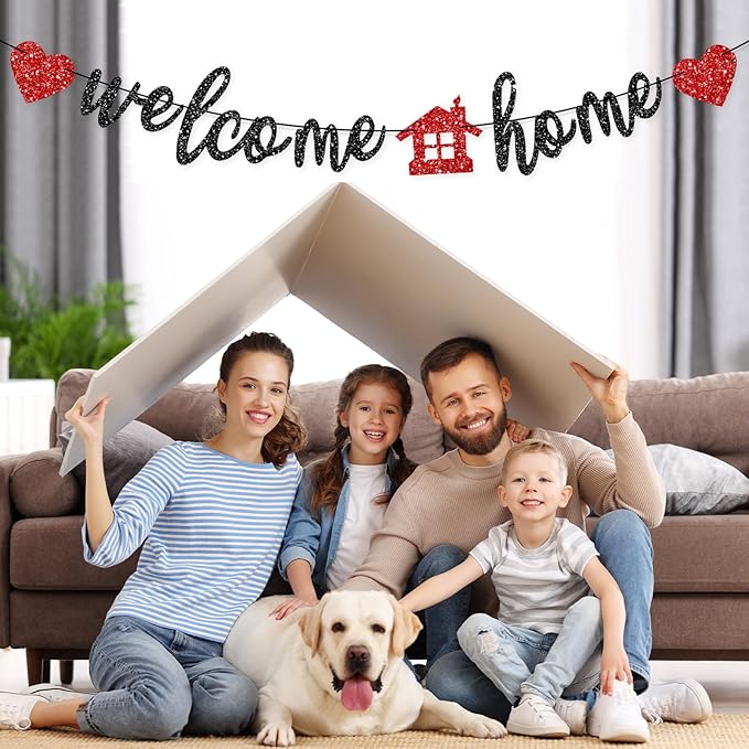 Pre-Strung Welcome Home Banner, Real Glitter Welcome Home Sign Decorations - Image 6