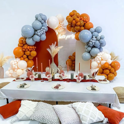 Burnt Orange and Blue Fall Balloons, 12 Inch 35PCS Dusty Blue Orange Taupe - Image 4