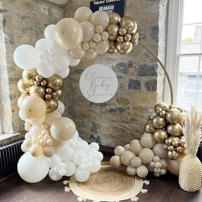 White Sand Gold Balloon Garland Arch Kit - Image 5