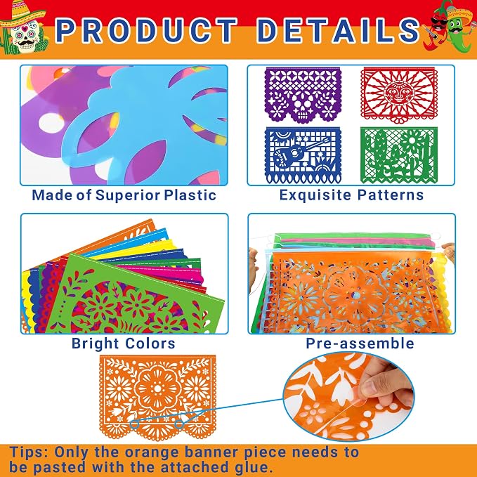 20 Pack Cinco De Mayo Banner, 360 FT Fiesta Banner Mexican Party Decorations - Image 3