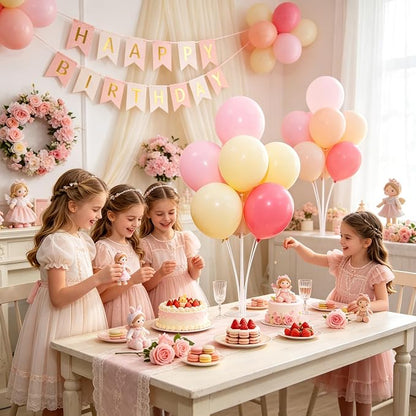 4 Set Pink Yellow White Balloon Stand Centerpiece Table Decorations | Birthday - Image 7