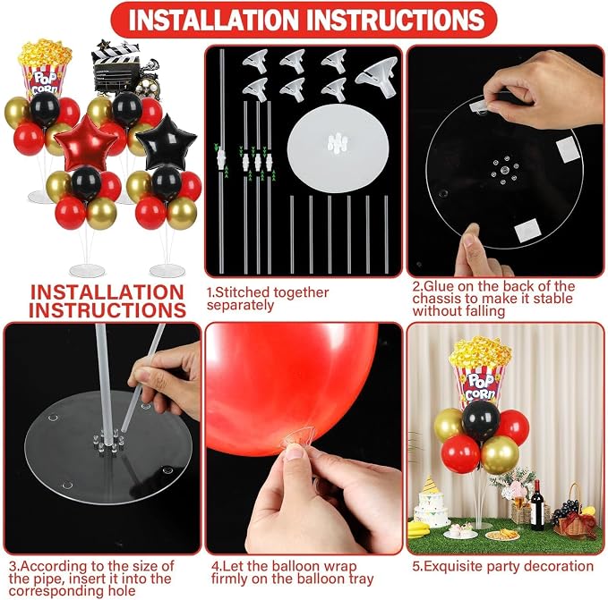4 Sets Movie Night Party Balloons Stand Kit - Image 3