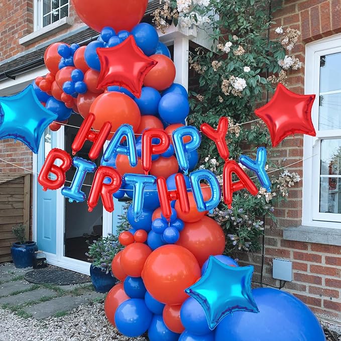 29PC Blue and Red Happy Birthday Balloon Banner, 16Inch 3D Aluminum Letter - Image 5
