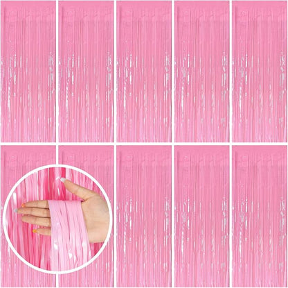 10 Pack Backdrop Party Decorations Pink Tinsel Curtain Party Backdrop Foil by BOMSI