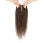 Hairro Human Hair Toppers Free Parted, 3.5x4.7" Base Hand-wovened 100% Real Hairpieces, with Invisible Clips-in for Women, for High Hairline/Adding Volume on Top, 10 Inch Dark Brown