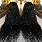 32 Inch 13x6 HD Transparent Deep Wave Lace Front Wigs Human Hair 200 Density Pre Plucked Deep Wave Wig Glueless Wigs Human Hair Lace Frontal Wigs 12A Curly Human Hair Wig for Women