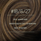 RUNATURE Balayage Clip in Hair Extensions Real Human Hair, Remy Hair Extensions Clip Ins, Double Weft Human Hair Clip in Extensions, 16 Inch 120g 7pcs #1B/6/27 Black Rooted to Brown Highlight Blonde