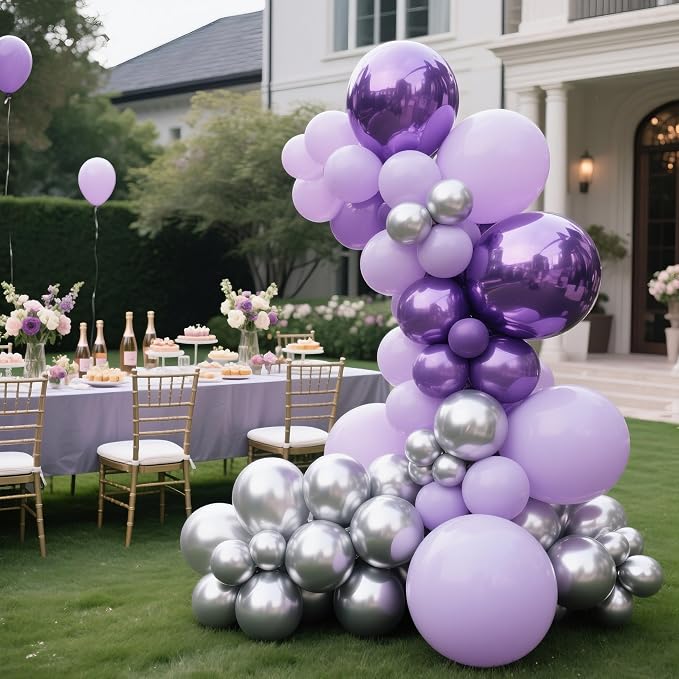 Pastel Purple Balloons 145pcs Different Sizes 18 12 10 5 Inches Light Purple - Image 4