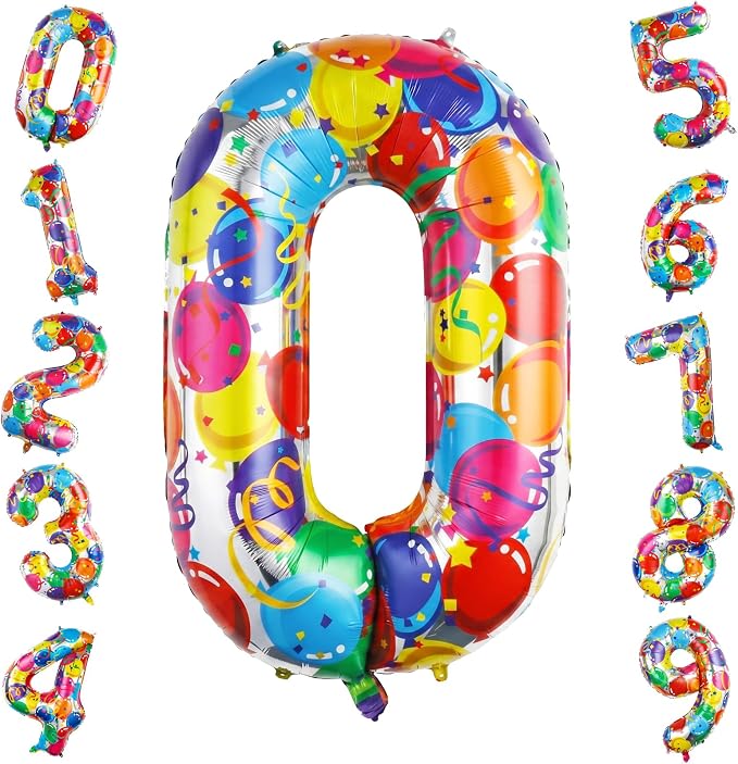 40 Inch Number 0 Balloon Colorful Party Pattern Helium Supported | Large Foil by TNCDJKPA