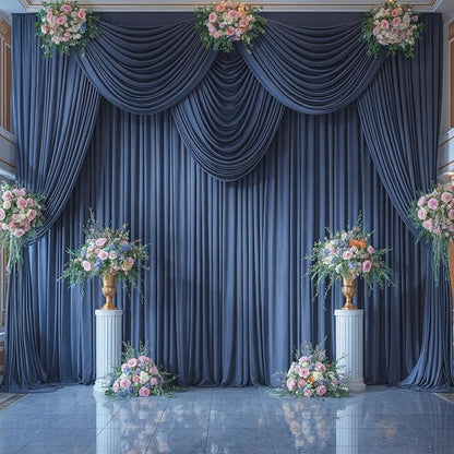 8 Panels Navy Blue Backdrop Curtains - Image 2
