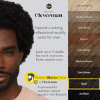 2X Pack Cleverman Hair & Beard Dye Kit for Men, All-in-One Reusable Mens Hair Color, Natural Gray Coverage, Ammonia-Free Beard Mustache Dye for Men (Black for Black Men)