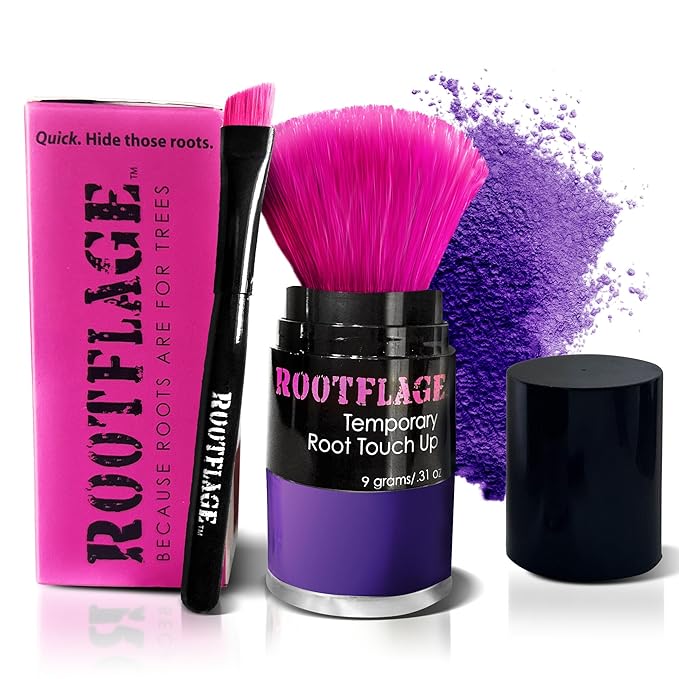 Temporary Hair Color, Fun Colored Hair Powder - Temporary Hair Dye, Root Concealer, Hair Texturizer, Kabuki Applicator with Detail Brush Included (Purple Reign)