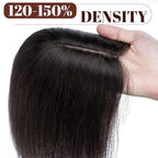 SEGO Real Human Hair Topper for Women, No Bangs Hair Topper with Anti-Slip Clips (16 Inches 1B Natural black)
