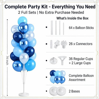 Hiins Metallic Blue Balloon Column Kit Set of 2 - Image 2