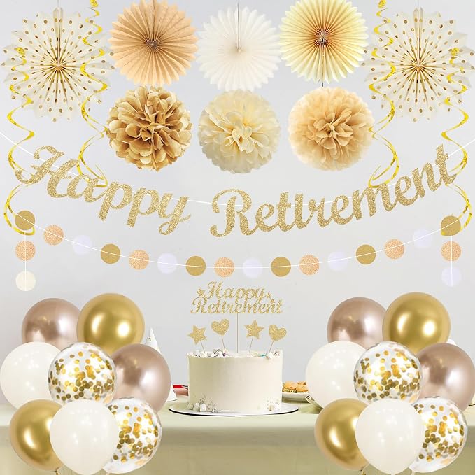Vlipoeasn Champagne Gold Retirement Decorations - Image 9