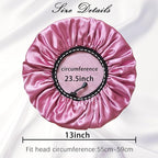 Shower Cap for Women, Large Shower Caps Reusable Waterproof with Elastic Band, Silky Satin Double-layer Bath Cap for Braids Long Hair