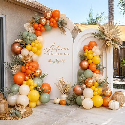 Fall Balloons, 12 Inch Sage Green Burnt Orange Mustard Yellow Beige Balloon | - Image 4