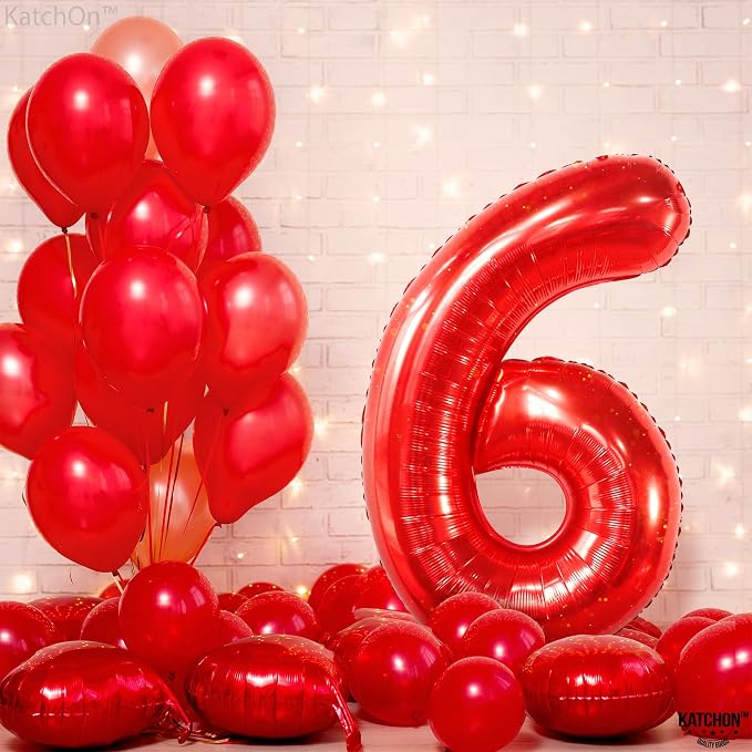 KatchOn Foil Red Number 6 Balloon - Image 6
