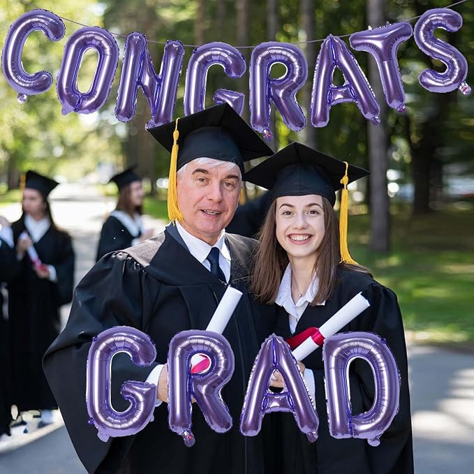 16 Inch Purple Congrats Grad Banner Balloons, Graduation Decorations 2026 - Image 5