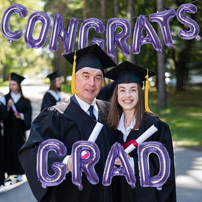 16 Inch Purple Congrats Grad Banner Balloons, Graduation Decorations 2026 - Image 5