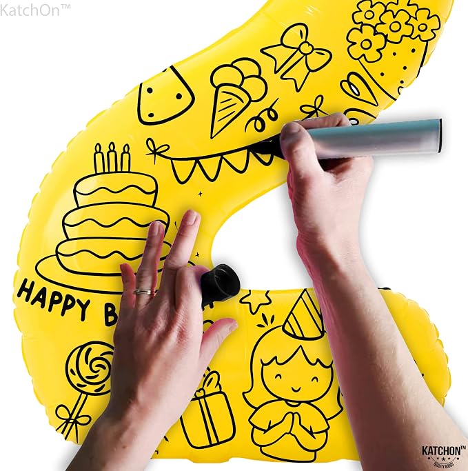 KatchOn Yellow Number 2 Balloon 40 Inch 2nd Birthday Decorations - Image 5