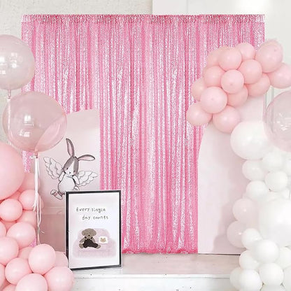 Sugargirl Matte Pink Sequin Backdrop Curtain 6 Panels 2FTx8FT Glitter Matte - Image 3