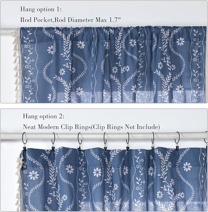 Schweek Navy Blue Boho Curtains 84 Inches Length 2 Panels - Image 6