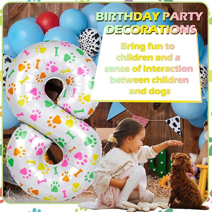 40 Inch Multi-color Dog Paw Balloons, Numeral 8 Birthday Balloons - Image 7