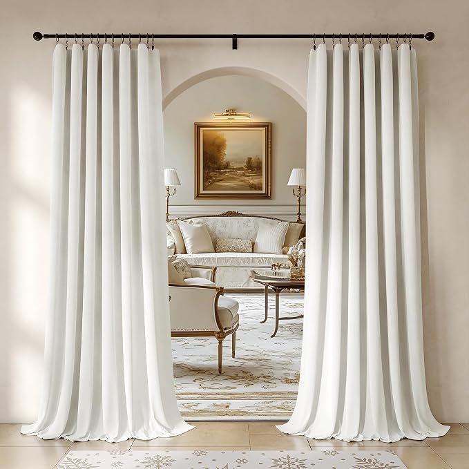 Beauoop Cream Velvet Curtains for Bedroom Living Room 52x84 2 Panels | Soft by Beauoop