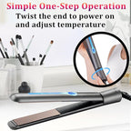 NITION Ceramic Tourmaline Hair Straighteners LCD Flat Iron MCH 10s Fast Heating Up. 1" Smooth 3D Floating Plate Healthy Straightening Tools. Travel Pouch Bag. Dual Voltage. Luxury Gift Box. Black