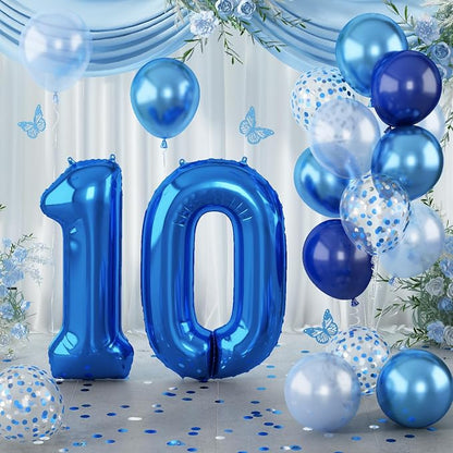 Dark Blue Number 10 Balloon, Large 40 Inch by Lingqiang