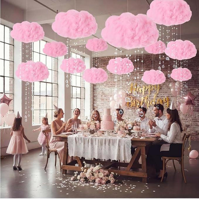 Marsui Artificial Cloud Props LED Hanging Pink Light String Fake Imitation 3D - Image 7