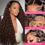 Chocolate Brown Lace Front Wig 13x6 Deep Wave Lace Front Wigs Human Hair Pre Plucked Brown Wig Human Hair 210 Density Frontal Wigs Human Hair Glueless Wig For Women
