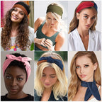 DRESHOW 8 Pack Adjustable Knotted Headbands Non Slip Elastic Yoga Hair Bands Solid Colors Headbands for Women and Girls