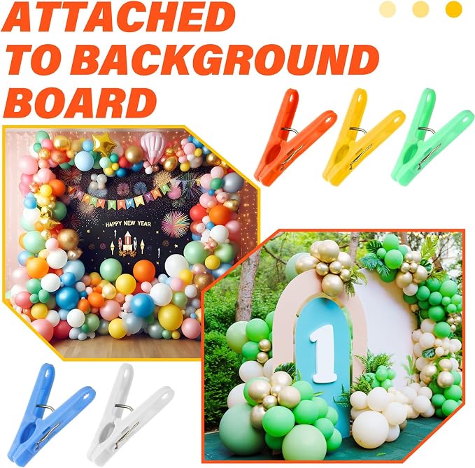 LemonRoad 50 Pack Colorful Balloon Arch Clips Plastic Spring Clamps - Image 5