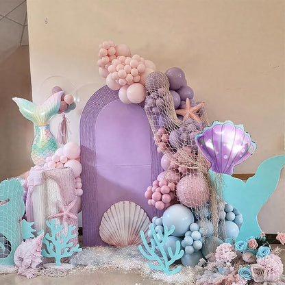 Mermaid Balloons, 12 Inch Pastel Pink Purple Blue Pearl Balloons - Image 4
