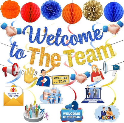 Welcome To The Team Banner, Welcome Banner Garland Hanging Swirls Paper Flowers by Unknown