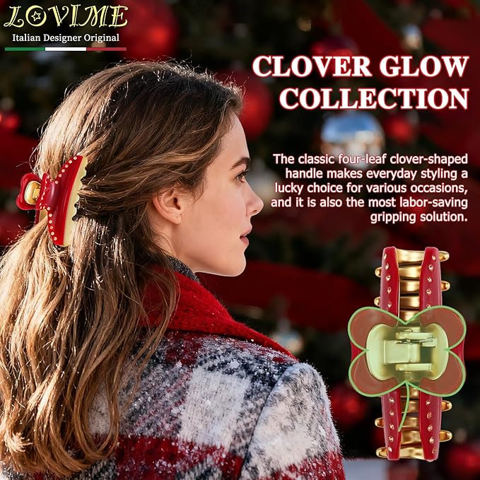 2026 Premium Durable Hair Claw Clip for Women, Original Italian Designed Strong Grip Hair Clips for Normal Fine Thin Hair, No Slip Jaw Clips with Gift Box for Christmas Birthday Girls, 3 Inch Red