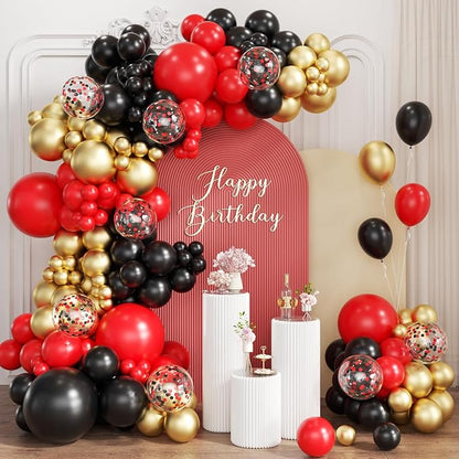 Red Black Gold Balloons Garland Arch Kit by Unknown
