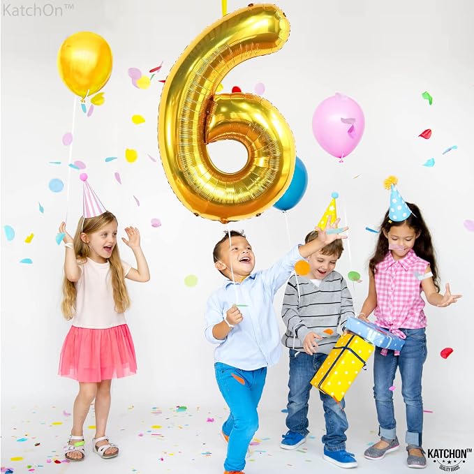 KatchOn Gold Number 6 Balloon 40 Inch, 6th Birthday Balloon | 6th Birthday - Image 7
