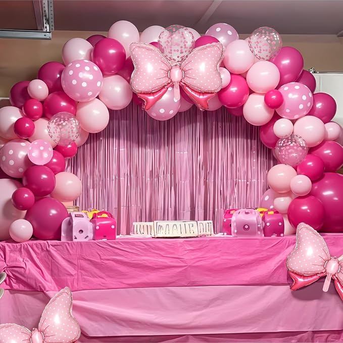 Pink Bow Balloons, Polka Dot and Confetti Latex Balloon - Image 5