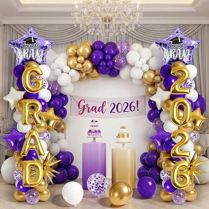 2 Set Adjustable Graduation Balloon Column Stand Kit Purple White Golden - Image 4