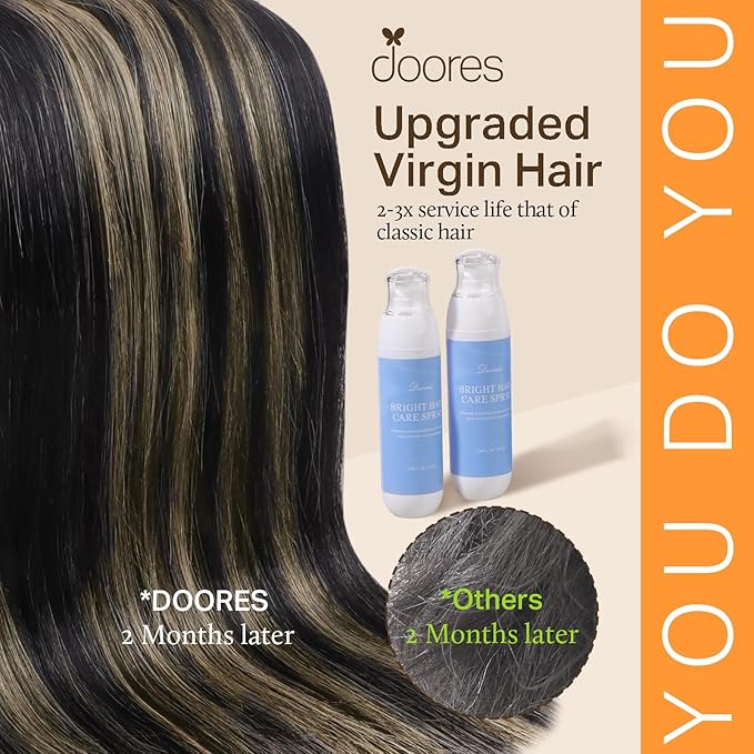 DOORES Human Hair Extensions Clip in, 85g 5pcs 22 Inch Natural Black to Light Blonde Balayage Clip in Hair Extensions Natural Hair Straight