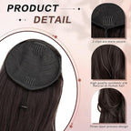 Ponytail Extension, Drawstring Ponytail Extension for Women 26 Inch Long Dark Brown Wavy Layered Pony Tails Hair Extensions Synthetic Clip in Ponytail Hairpiece for Women